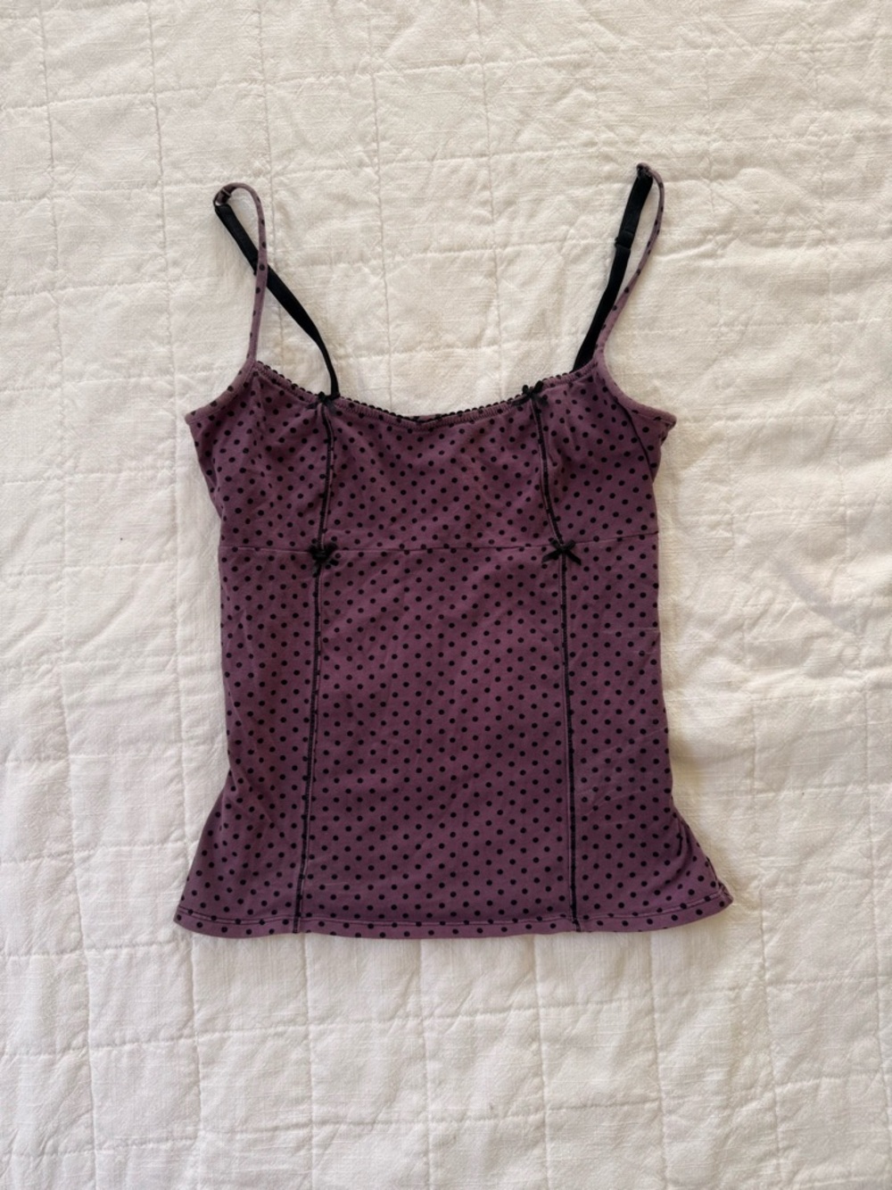 Women's Sleeveless Polka Dot Cami Tank Top - Purple